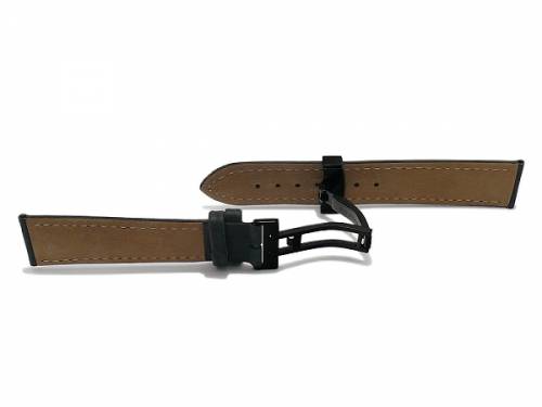 Kippfaltschliee (HeKFS-07) 24mm schwarz Edelstahl poliert fr Leder-Uhrenarmbnder - Bild vergrern 