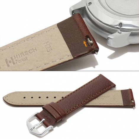Watch strap (1792-02) Forest 20mm brown leather grained easy click spring bars HIRSCH (width of buckle 18 mm) - Bild vergr��ern 