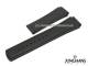 Replacement watch strap JUNGHANS black leather special ends for clasp smooth for 054/4323