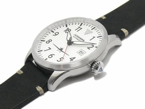 Automatic watch Junkers -9.58.01.03- Flieger stainless steel corrugated iron look white leather strap JUNKERS (*JK*HU*) - Bild vergr��ern 