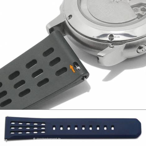 Basic watch strap -Henry- 22mm dark blue FKM rubber fashion sporty with easy click spring bars (width of buckle 20 mm) - Bild vergr��ern 