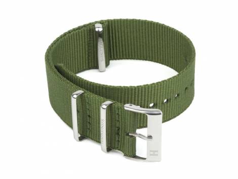 Watch strap -Karlshamn- 22mm olive green nylon/textile in NATO style one piece strap by HAGLUND - Bild vergr��ern 