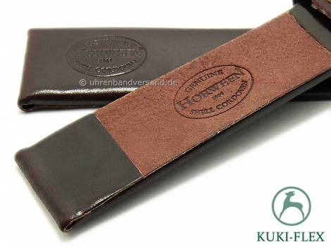 Deluxe-Watch strap 19mm red brown HORWEEN SHELL CORDOVAN leather KUKI-FLEX smooth by KUKI (width of buckle 16 mm) - Bild vergr��ern 