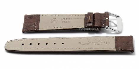 Well-crafted watch strap 18mm dark brown genuine croco KUKI-FLEX stitched by KUKI (width of buckle 18 mm) - EU ONLY - Bild vergr��ern 