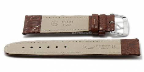 Well-crafted watch strap 21mm golden brown genuine croco KUKI-FLEX stitched by KUKI (width of buckle 18 mm) - EU ONLY - Bild vergr��ern 