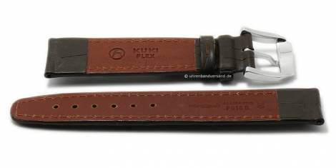 Well-crafted watch strap 18mm dark brown genuine alligator KUKI-FLEX stitched by KUKI (width of buckle 18 mm) - EU ONLY - Bild vergrern 