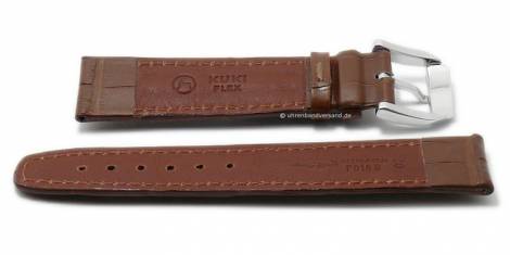 Well-crafted watch strap 18mm light brown genuine alligator KUKI-FLEX stitched by KUKI (width of buckle 18 mm) - EU ONLY - Bild vergrern 