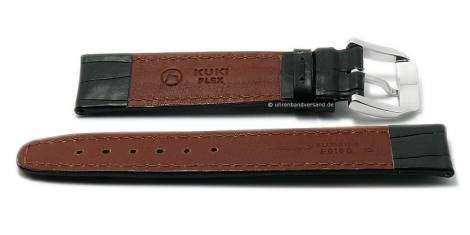 Well-crafted watch strap 18mm black genuine alligator KUKI-FLEX stitched by KUKI (width of buckle 18 mm) - EU ONLY - Bild vergrern 