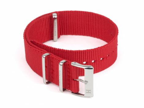 Watch strap -Mora- 22mm red nylon/textile in NATO style one piece strap by HAGLUND - Bild vergr��ern 