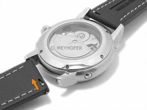 Meyhofer EASY-CLICK watch strap -Tanaro- 20mm black caoutchouc smooth red contrast stitching (width of buckle 18 mm) - Bild vergrern 