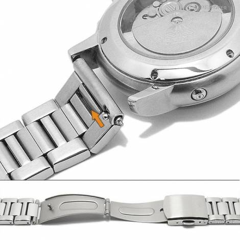 Meyhofer EASY-CLICK watch strap -Brownwood- 16mm silver mesh fine structure with clasp - Bild vergrern 