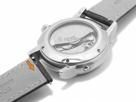 Meyhofer EASY-CLICK watch strap -Acadia- 18mm dark brown leather lightly grain matt stitched (width of buckle 16 mm) - Bild vergr��ern 