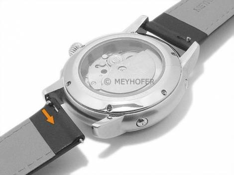 Meyhofer EASY-CLICK watch strap -Forillon- 16mm light brown leather smooth matt stitched (width of buckle 14 mm) - Bild vergr��ern 