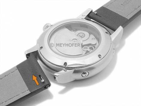 Meyhofer EASY-CLICK watch strap -Oakville- 22mm dark brown saddle leather smooth light stitching (width of buckle 20 mm) - Bild vergr��ern 
