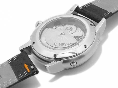 Meyhofer EASY-CLICK watch strap -Keystone- 22mm dark brown leather double stitching with clasp (width of clasp 20 mm) - Bild vergr��ern 