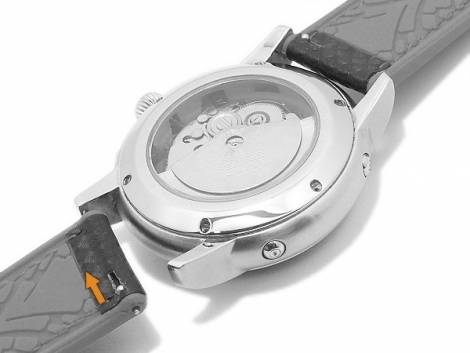 Meyhofer EASY-CLICK watch strap -Chadron- 24mm black/red leather/silicone carbon look (width of buckle 22 mm) - Bild vergrern 