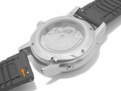 Meyhofer EASY-CLICK watch strap -Tumalo- 24mm black leather/silicone smooth stitched (width of buckle 24 mm) - Bild vergrern 