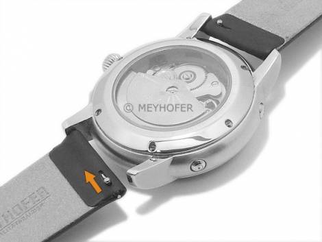 Meyhofer EASY-CLICK watch strap -Mainz- 16mm l. brown leather diamond pattern without stitched (width of buckle 16 mm) - Bild vergrern 