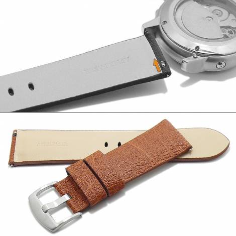 Meyhofer EASY-CLICK watch strap -Berea- 24mm light brown apple fibers VEGAN grained (width of buckle 22 mm) - Bild vergr��ern 