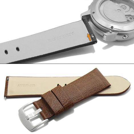 Meyhofer EASY-CLICK watch strap -Berea- 24mm dark brown apple fibers VEGAN grained (width of buckle 22 mm) - Bild vergr��ern 