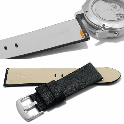 Meyhofer EASY-CLICK watch strap -Berea- 22mm black apple fibers VEGAN grained (width of buckle 20 mm) - Bild vergrern 