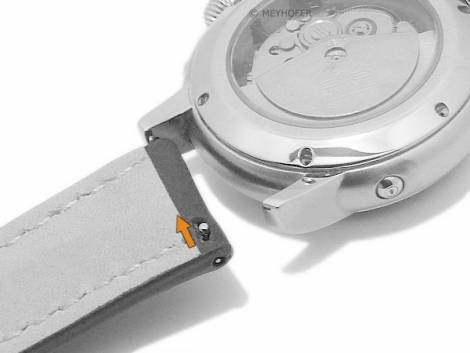 Meyhofer EASY-CLICK watch strap -Frisco- 24mm black leather light stitching (width of buckle 20 mm) - Bild vergrern 