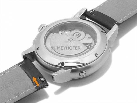 Meyhofer EASY-CLICK watch strap -Nizza Special- 18mm orange leather black stitching flip clasp (width of clasp 18 mm) - Bild vergrern 