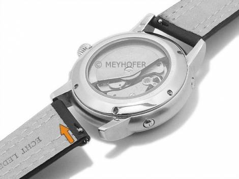 Watch strap Meyhofer EASY-CLICK -Denali- 20mm black leather smooth red double stitched (width of buckle 18 mm) - Bild vergr��ern 