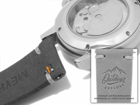 GERMANY MADE: Meyhofer EASY-CLICK watch strap -GREDING - Motif Outdoor- 22mm light brown leather (width of buckle 20 mm) - Bild vergrern 