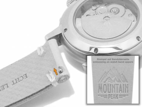 Meyhofer EASY-CLICK watch strap -Carson - Motif Mountain- 20mm sand leather light stitching (width of buckle 16 mm) - Bild vergr��ern 