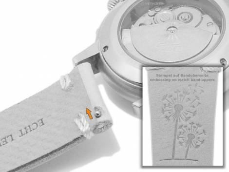 Meyhofer EASY-CLICK watch strap -Carson - Motif Dandelion- 20mm sand leather light stitching (width of buckle 16 mm) - Bild vergr��ern 