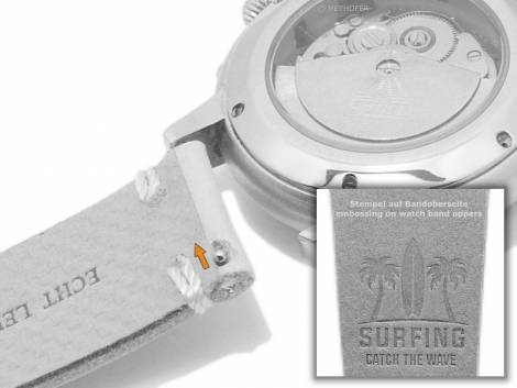 Meyhofer EASY-CLICK watch strap -Carson - Motif Surfing- 22mm sand leather light stitching (width of buckle 18 mm) - Bild vergrern 