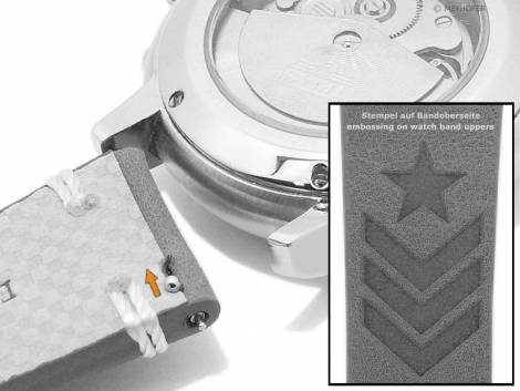 Meyhofer EASY-CLICK watch strap -Portland - Motif Army- 22mm light brown leather light stitching (width of buckle 20 mm) - Bild vergrern 