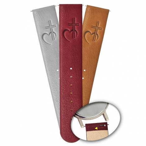 Meyhofer EASY-CLICK watch strap -Zermatt - Motif Cross with Heart- 20mm light grey goat leather (width of buckle 20 mm) - Bild vergr��ern 