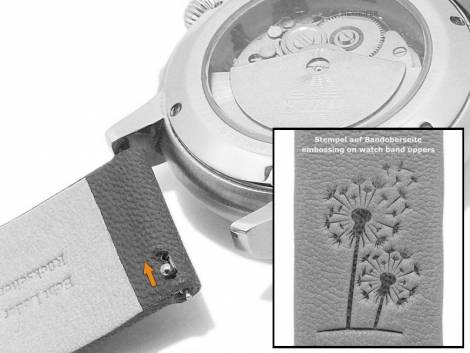 Meyhofer EASY-CLICK watch strap -Zermatt - Motif Dandelion- 22mm l. brown goat leather grained (width of buckle 22 mm) - Bild vergrern 
