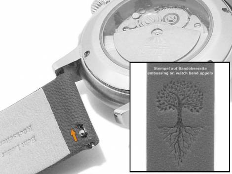 Meyhofer EASY-CLICK watch strap -Zermatt - Motif Tree- 20mm light grey goat leather grained (width of buckle 20 mm) - Bild vergr��ern 