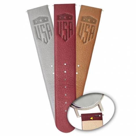 Meyhofer EASY-CLICK watch strap -Zermatt - Motif USA- 22mm light grey goat leather grained (width of buckle 22 mm) - Bild vergr��ern 