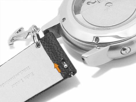 Meyhofer EASY-CLICK watch strap -Zermatt - Charm Anchor- 22mm black goat leather grained (width of buckle 22 mm) - Bild vergrern 