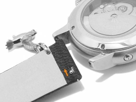 Meyhofer EASY-CLICK watch strap -Zermatt - Charm Colibri- 22mm black goat leather grained (width of buckle 22 mm) - Bild vergrern 