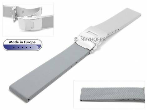 Watch strap half 18mm grey caoutchouc smooth matt by MEYHOFER (width of buckle 18 mm) - Bild vergr��ern 