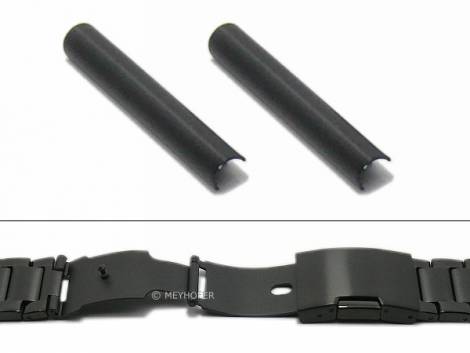 Watch strap -Welland- 22-24mm black stainless steel solid look partly polished by MEYHOFER - Bild vergrern 