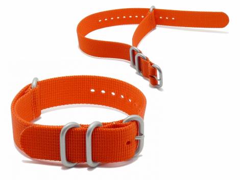 Watch strap -Pasadena- 24mm orange synthtic/textile NATO Zulu style 3 metal loops one-piece strap by MEYHOFER - Bild vergr��ern 