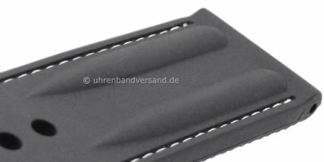 Watch strap -Rochester- 26mm black silicone smooth matt grey stitching by MEYHOFER (width of buckle 25 mm) - Bild vergr��ern 