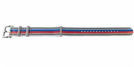 Watch strap -Busan- 18mm white/black/red/blue synthetic/textile one-piece strap in NATO style by MEYHOFER - Bild vergr��ern 