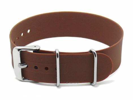 Watch strap -Durango- 18mm brown silicone one-piece strap in NATO style by MEYHOFER - Bild vergr��ern 