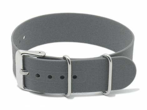 Watch strap -Durango- 18mm grey silicone one-piece strap in NATO style by MEYHOFER - Bild vergr��ern 