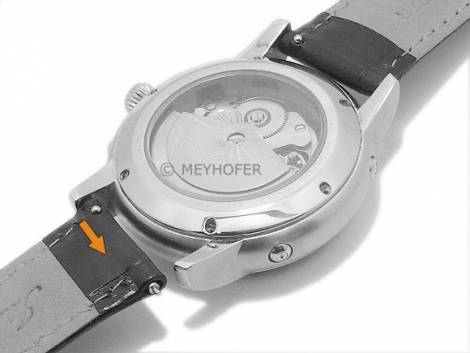 Meyhofer EASY-CLICK watch strap -Everglades- 24mm black leather alligator grain stitched (width of buckle 20 mm) - Bild vergr��ern 