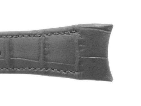 Watch strap -Kriens- 20mm black leather alligator grain for Rolex by MEYHOFER (width of buckle 16 mm) - Bild vergr��ern 
