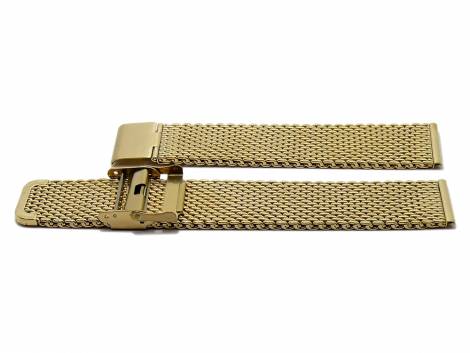 Watch strap XL -Hopewell- 22mm golden stainless steel mesh medium structure with slide clasp by MEYHOFER - Bild vergr��ern 