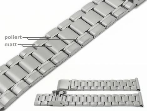 Watch strap -Wilkinsburg- 18-20mm stainless steel folded multiple ends partly polished by MEYHOFER - Bild vergr��ern 